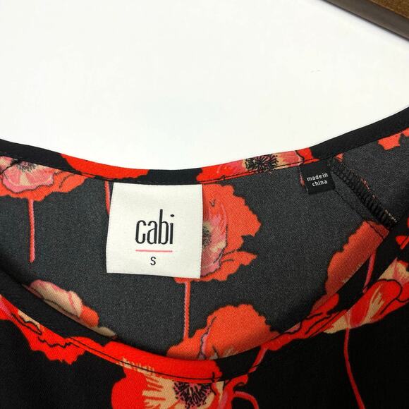 Cabi #3251 | Flanders Orange Poppy Floral Split Back Blouse - Picture 6 of 10
